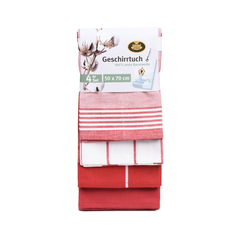 Gözze Geschirrtücher 100% Baumwolle 4er Pack 50x70cm rot