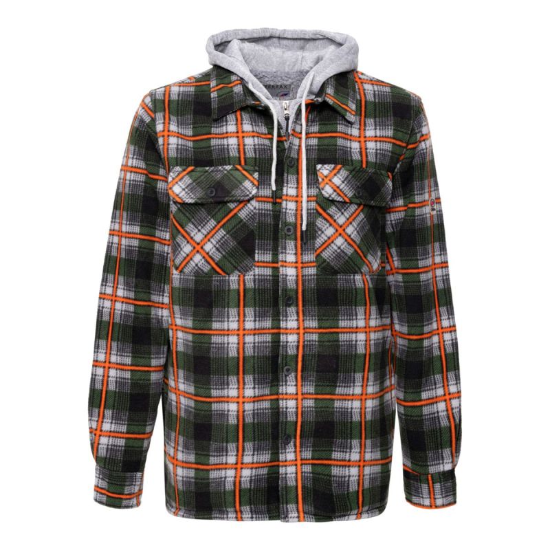 Terrax Workwear Herren Thermohemd mit Kapuze Gr. L forstgrün orange