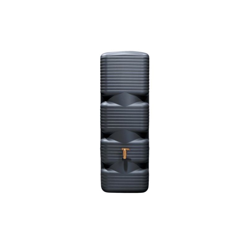 4rain Regentonne QUADRO 170 L graphite grey mit Deckel und Auslaufhahn