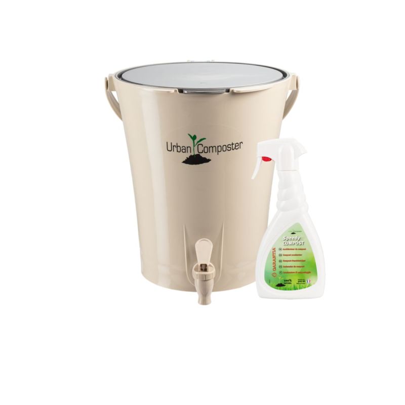 Garantia Komposter Kit Urban City Bokashi 8 L beige mit integriertem Sieb und Auslaufhahn