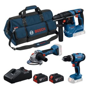 Bosch Professional Combi- Maschinen- Set 18V GSB+GBH+GWS mit 2x Akku und Ladegerät Bosch Professional Combi- Maschinen- Set 18V GSB+GBH+GWS mit 2x Akku und Ladegerät