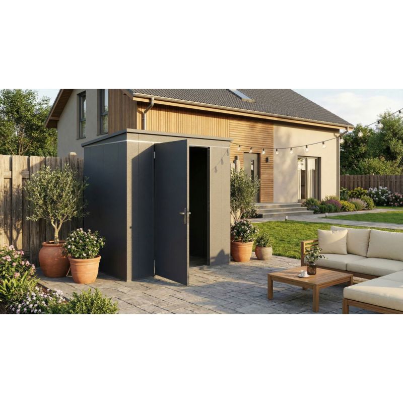 Weka Metall-Gerätehaus Gary, 0,7mm, 192 x 148, anthrazit