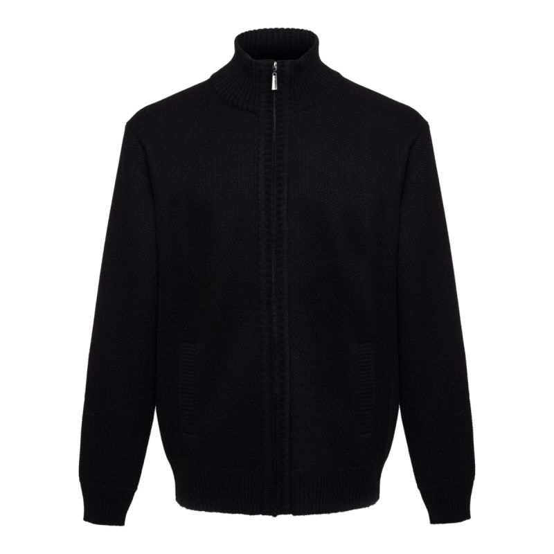 Terrax Workwear Strickjacke Herren schwarz melange L