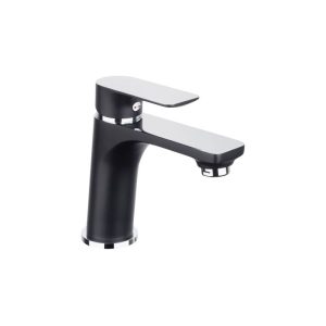 Cornat Waschtischarmatur-Set Edition Black, Druck-Ablauf, Farbe: Schwarz/Chrom