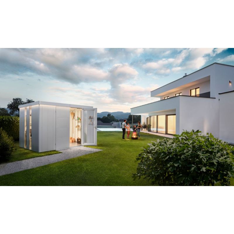 Biohort Gerätehaus Neo 2D Doppeltüre silber-metallic