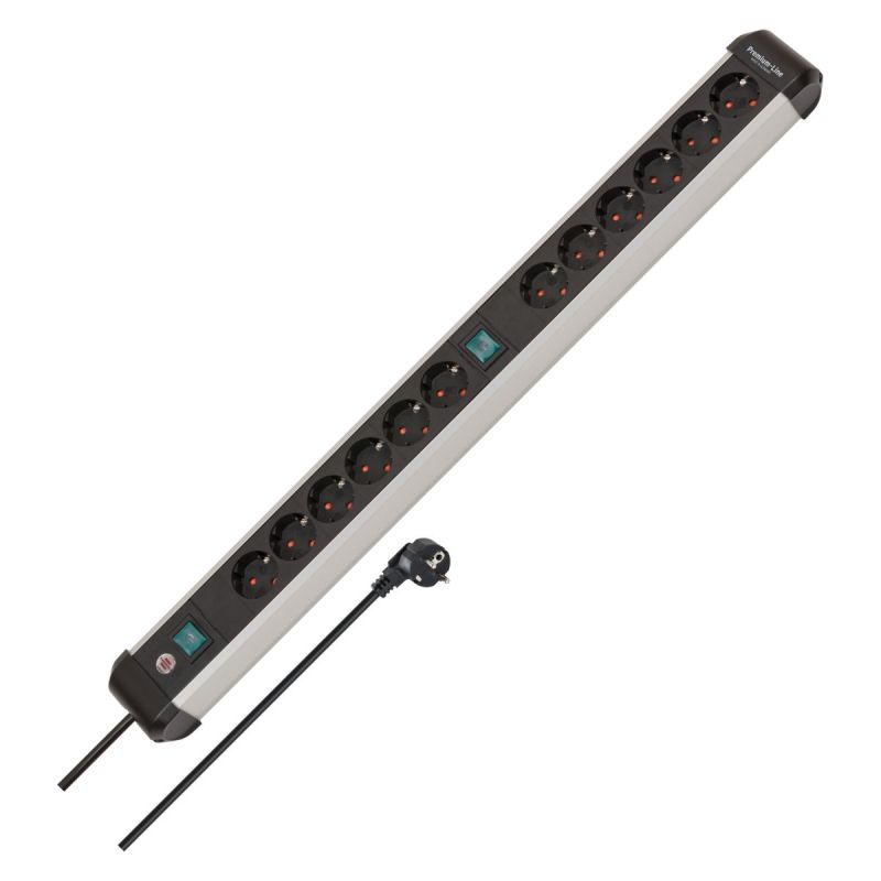 Brennenstuhl Premium-Alu-Line Steckdosenleiste 12-fach mit 2x 6-fach schaltbarer Steckdose