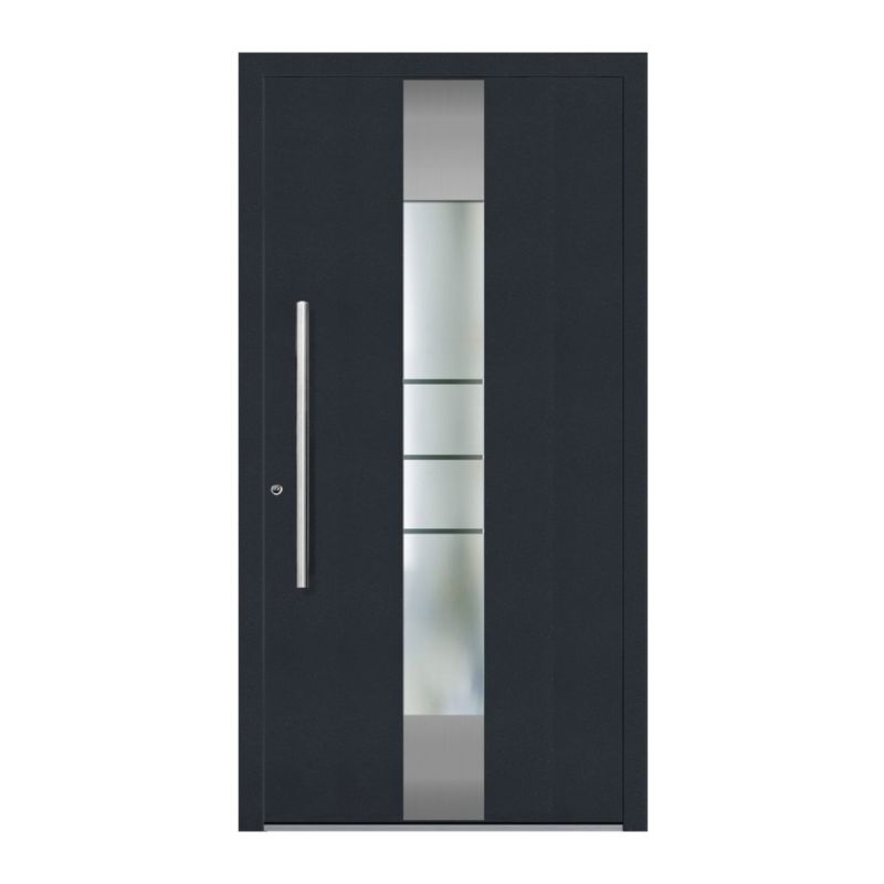Schüco Aluminium Haustür 600 Catania Excellent 1100 x 2100 mm RAL9016/7016 DL