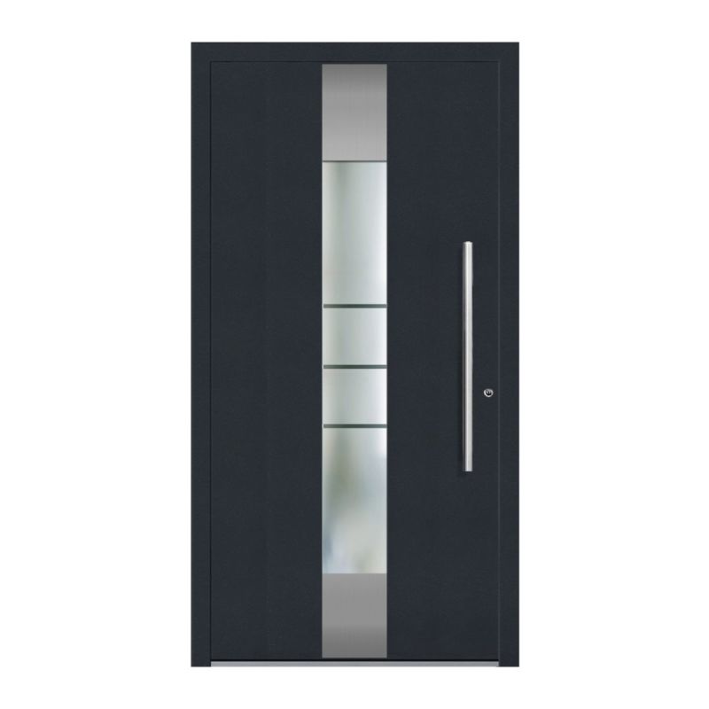 Schüco Aluminium Haustür 600 Catania Excellent 1100 x 2100 mm RAL9016/7016 DR