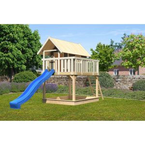 Karibu Fidel und Rutsche terragrau Rutsche blau Karibu Fidel und Rutsche terragrau Rutsche blau