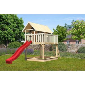 Karibu Fidel und Rutsche terragrau Rutsche rot Karibu Fidel und Rutsche terragrau Rutsche rot