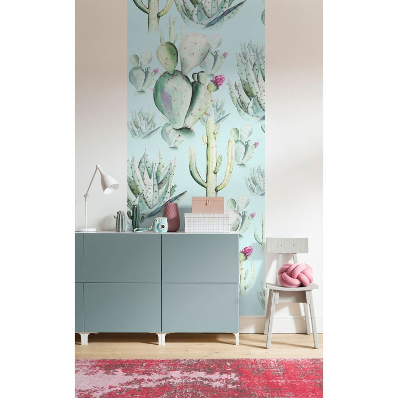 Komar  Vlies Fototapete Cactus Blue Panel 100x250 cm