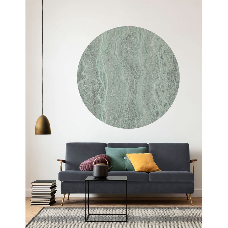 Komar  Selbstklebende Vlies Fototapete rund Green Marble Durchmesser 125 cm