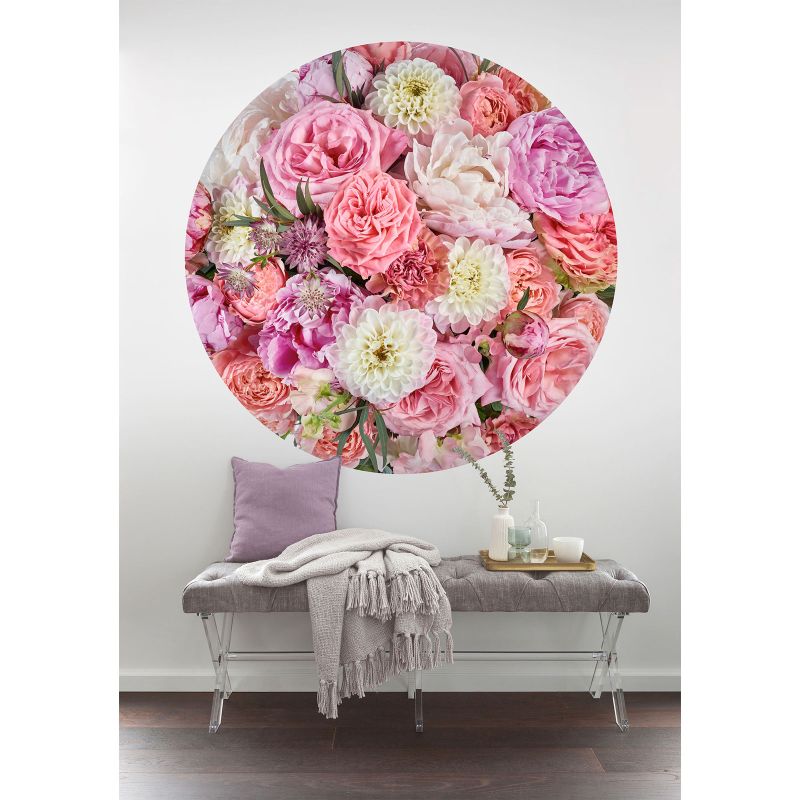 Komar  Selbstklebende Vlies Fototapete rund Beautiful Blossoms Durchmesser 125 cm