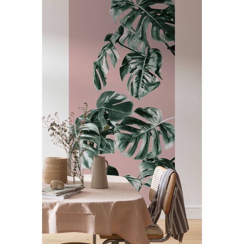 Komar  Vlies Fototapete Monstera Rosé Panel 100x250 cm