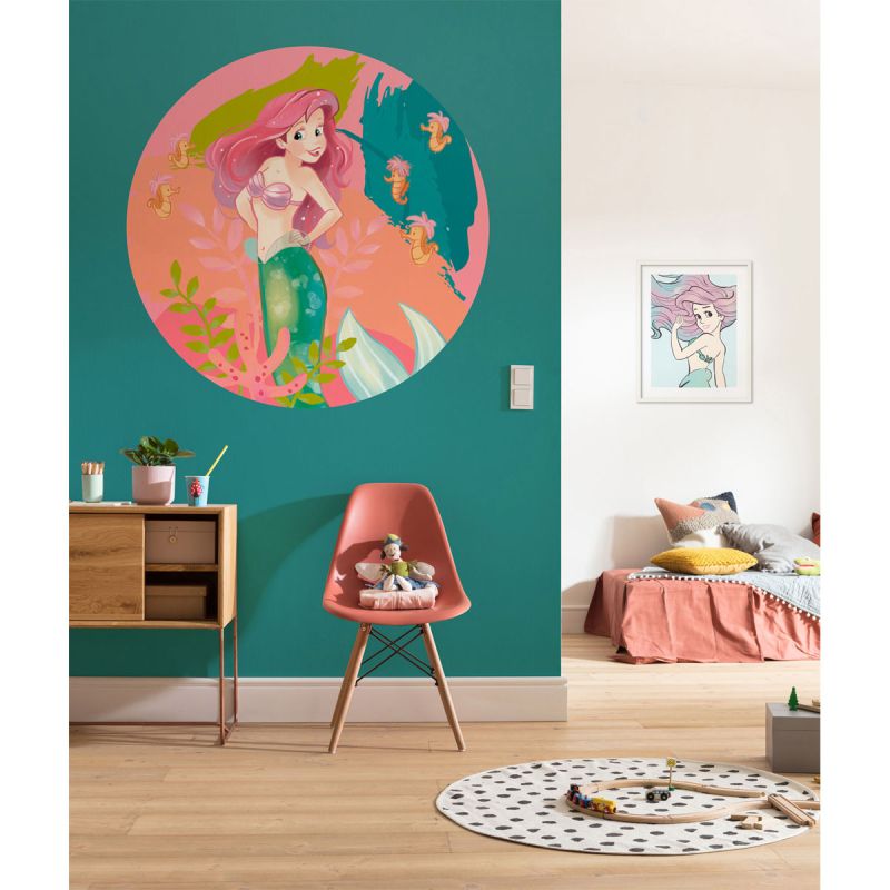 Komar  Selbstklebende Vlies Fototapete rund Ariel Happy Coral Durchmesser 125 cm
