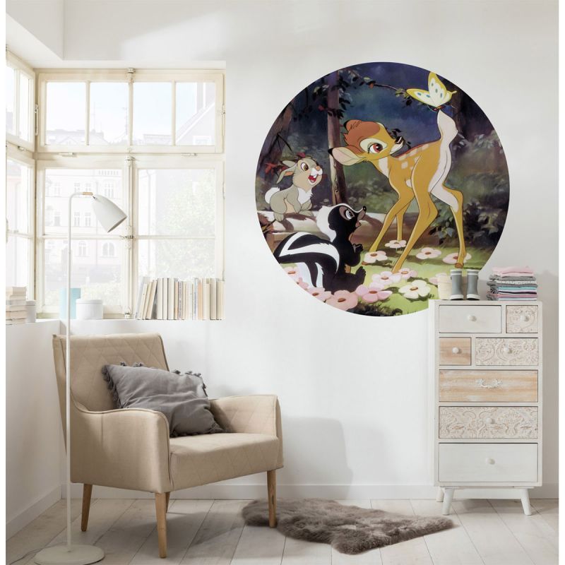 Komar  Selbstklebende Vlies Fototapete rund Bambi Butterfly Durchmesser 125 cm