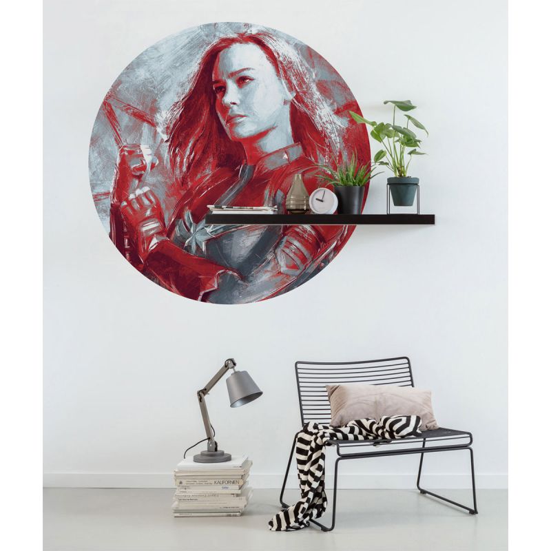 Komar  Selbstklebende Vlies Fototapete rund Avengers Painting Captain Marvel Durchmesser 125 cm