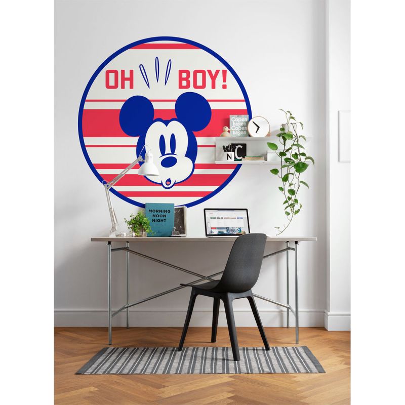 Komar  Selbstklebende Vlies Fototapete rund Mickey Oh Boy Durchmesser 125 cm