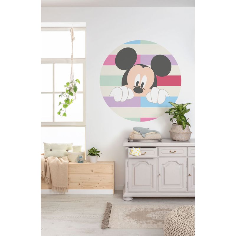 Komar  Selbstklebende Vlies Fototapete rund Mickey Peek-a-boo Durchmesser 125 cm