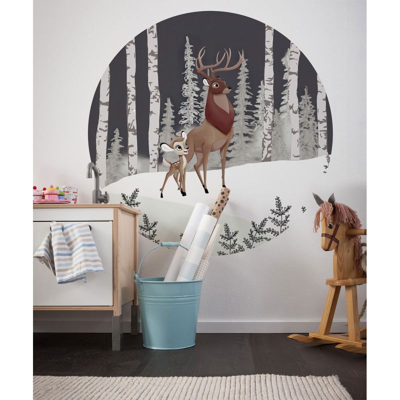 Komar  Selbstklebende Vlies Fototapete rund Bambi Great Prince Durchmesser 125 cm