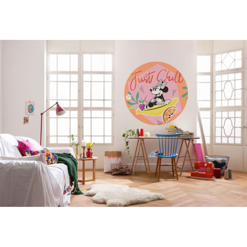 Komar  Selbstklebende Vlies Fototapete rund Minnie Chill Durchmesser 125 cm