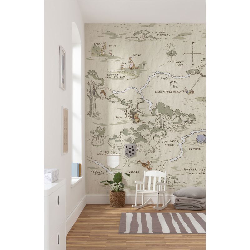 Komar  Vlies Fototapete Winnie the Pooh Map 200x240 cm