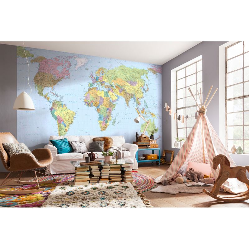 Komar  Vlies Fototapete World Map 368x248 cm