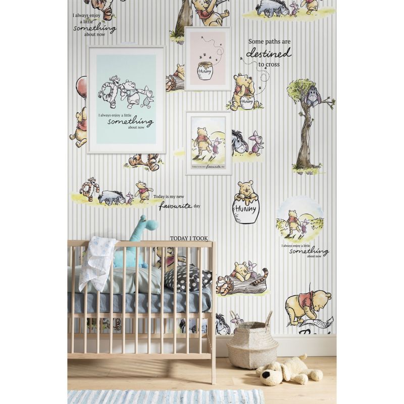 Komar  Vlies Fototapete Winnie the Pooh Stripes 200x280 cm