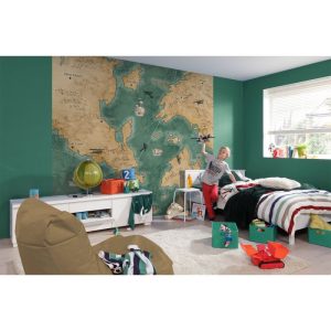 Komar  Vlies Fototapete Old Travel Map 300×280 cm