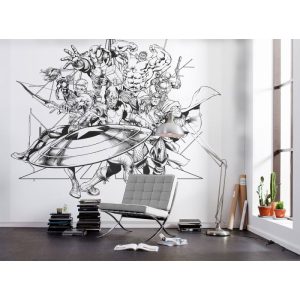 Komar Vlies Fototapete Avengers Black and White 300×280 cm Komar Vlies Fototapete Avengers Black and White 300×280 cm