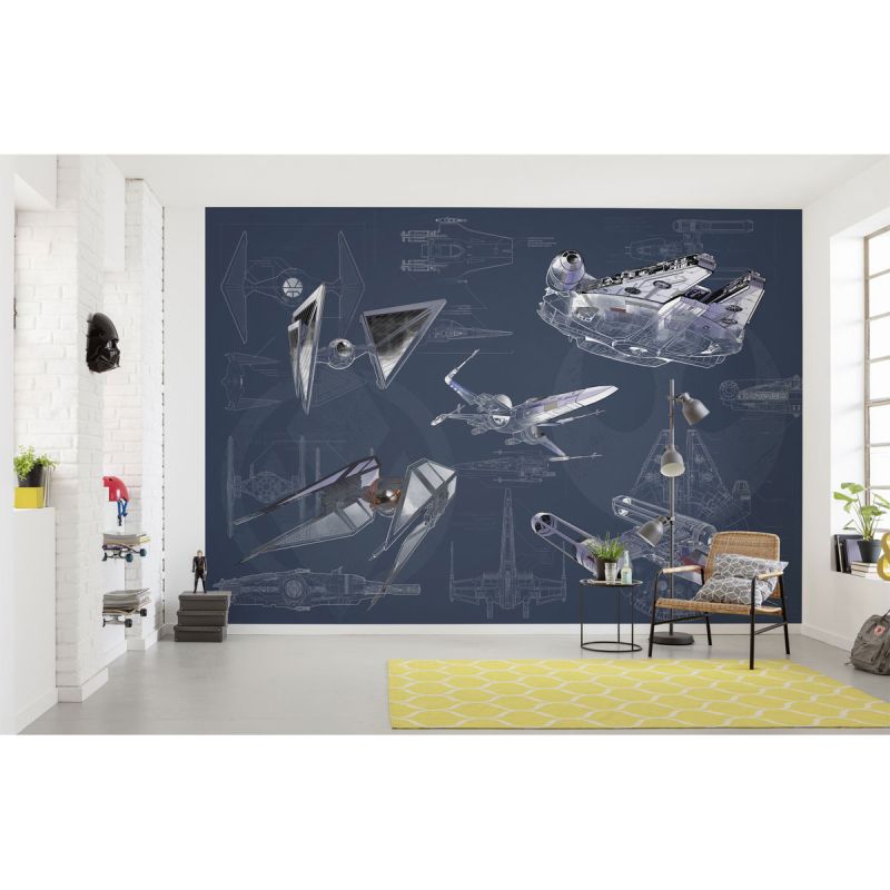 Komar  Vlies Fototapete Star Wars Blueprint Dark 400x280 cm