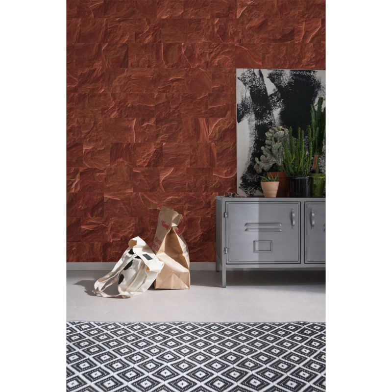 Komar  Vlies Fototapete Red Slate Tiles 400x280 cm