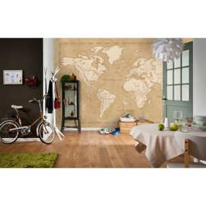 Komar Vlies Fototapete Vintage World Map 500×280 cm Komar Vlies Fototapete Vintage World Map 500×280 cm