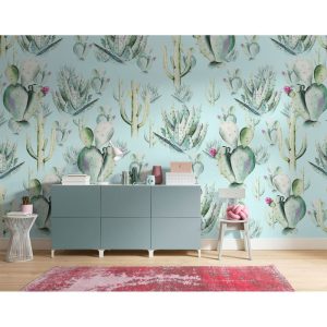 Komar Vlies Fototapete Cactus Blue 400×250 cm Komar Vlies Fototapete Cactus Blue 400×250 cm