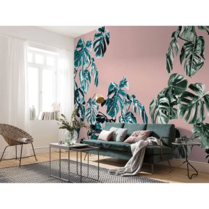 Komar  Vlies Fototapete Monstera Rosé 400×250 cm
