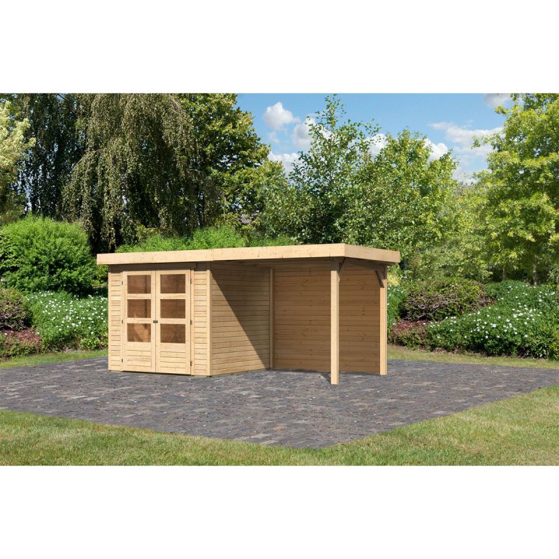 Karibu BBH Askola 2 Set mit Anbaudach naturbelassen