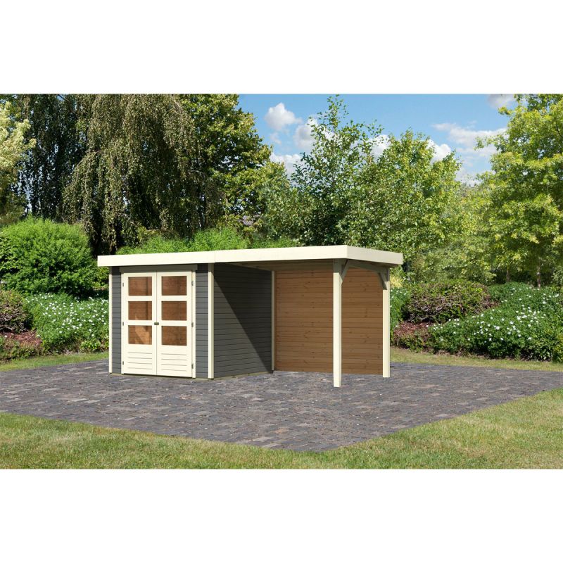 Karibu BBH Askola 2 Set mit Anbaudach terragrau
