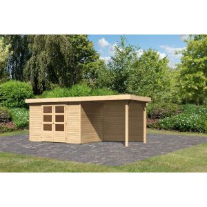 Karibu BBH Askola 4 Set mit Anbaudach naturbelassen Karibu BBH Askola 4 Set mit Anbaudach naturbelassen