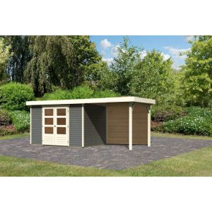 Karibu BBH Askola 4 Set mit Anbaudach terragrau Karibu BBH Askola 4 Set mit Anbaudach terragrau