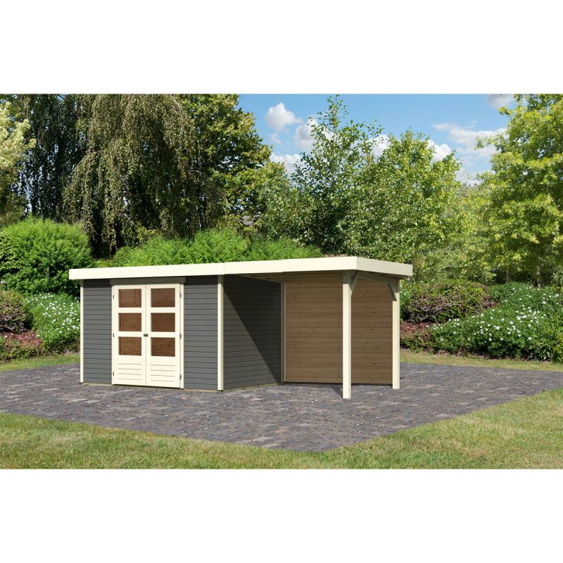 Karibu BBH Askola 4 Set mit Anbaudach terragrau