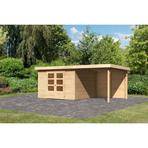 Karibu BBH Askola 6 Set mit Anbaudach naturbelassen Karibu BBH Askola 6 Set mit Anbaudach naturbelassen