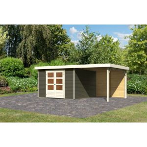 Karibu BBH Askola 6 Set mit Anbaudach terragrau Karibu BBH Askola 6 Set mit Anbaudach terragrau