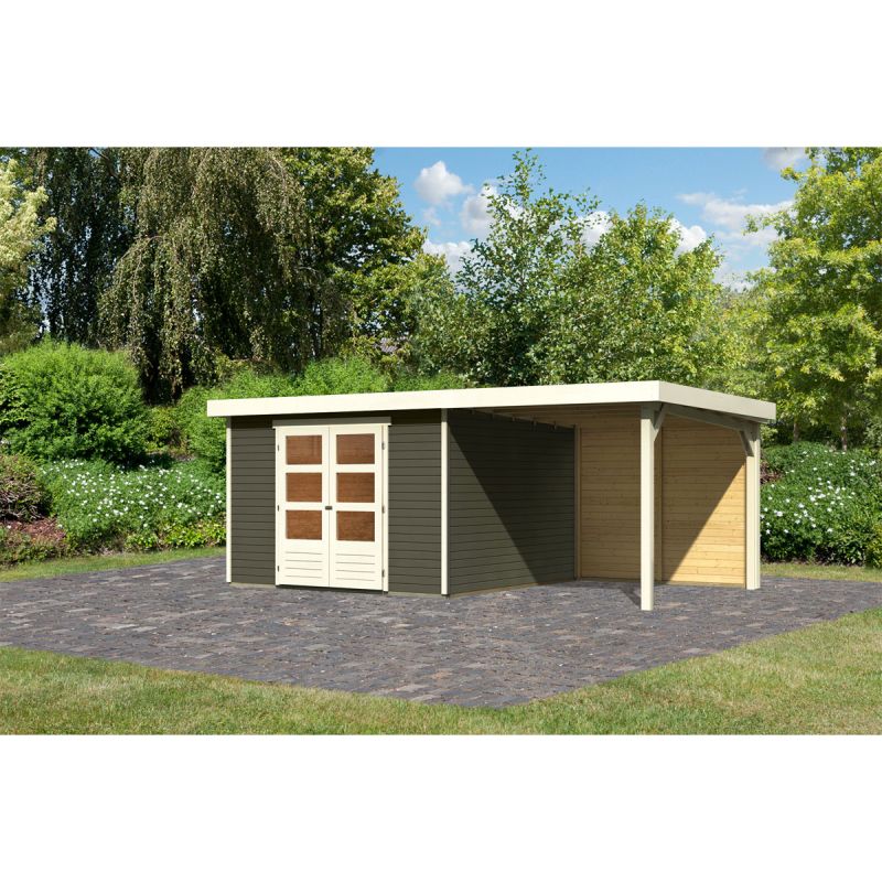 Karibu BBH Askola 6 Set mit Anbaudach terragrau