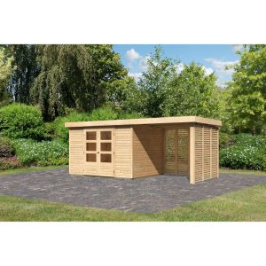 Karibu BBH Askola 5 Set mit Anbaudach naturbelassen Karibu BBH Askola 5 Set mit Anbaudach naturbelassen