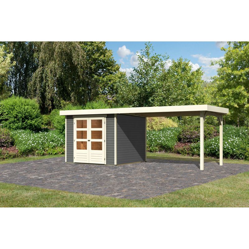 Karibu BBH Askola Set mit Anbaudach terragrau