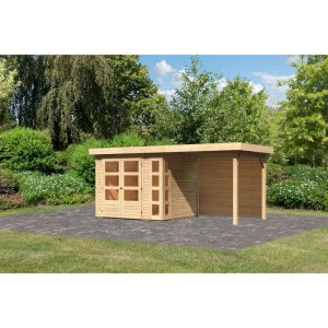Karibu BBH Kerko 3 Set mit Anbaudach naturbelassen Karibu BBH Kerko 3 Set mit Anbaudach naturbelassen