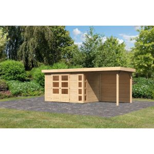 Karibu BBH Kerko 4 Set mit Anbaudach naturbelassen Karibu BBH Kerko 4 Set mit Anbaudach naturbelassen