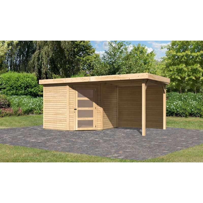 Karibu BBH Schwandorf 5 Set mit Anbau naturbelassen