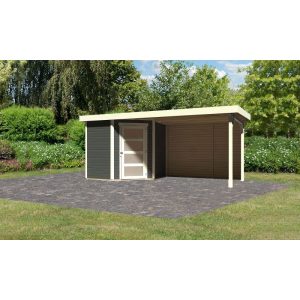 Karibu BBH Schwandorf 2 Set mit Anbau terragrau Karibu BBH Schwandorf 2 Set mit Anbau terragrau