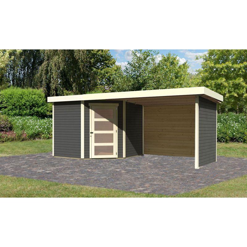Karibu BBH Schwandorf 5 Set mit Anbau terragrau